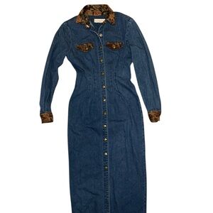 PARIS SPORT CLUB Vintage Denim Maxi Dress Sz Junior 3